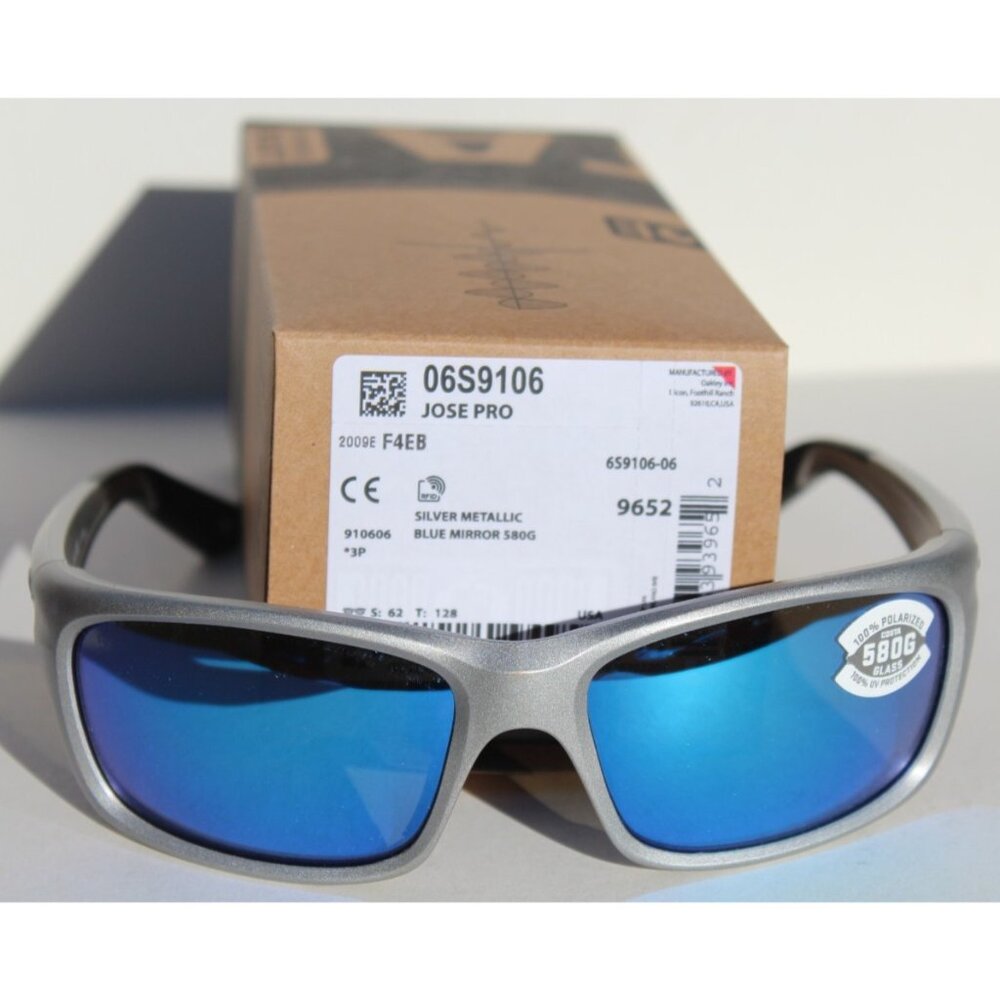 COSTA DEL MAR Jose PRO 580G POLARIZED Sunglasses Silver/Blue Mirror 580 NEW - Picture 8 of 10